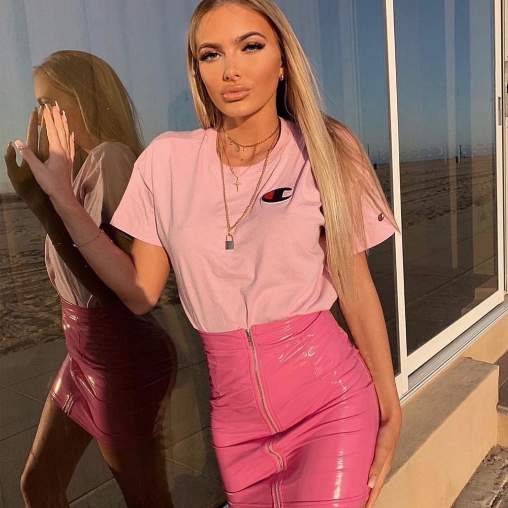 Wet look Neon Pink Mini Skirt